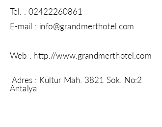 Grand Mert Apart Hotel iletiim bilgileri